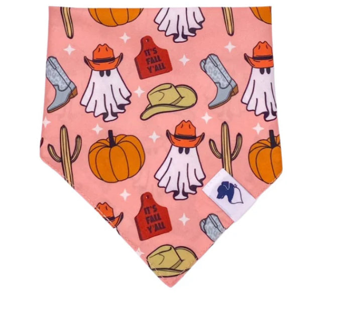 Fall Y’all bandana for dogs from buckin good antler chews an Iowa small business