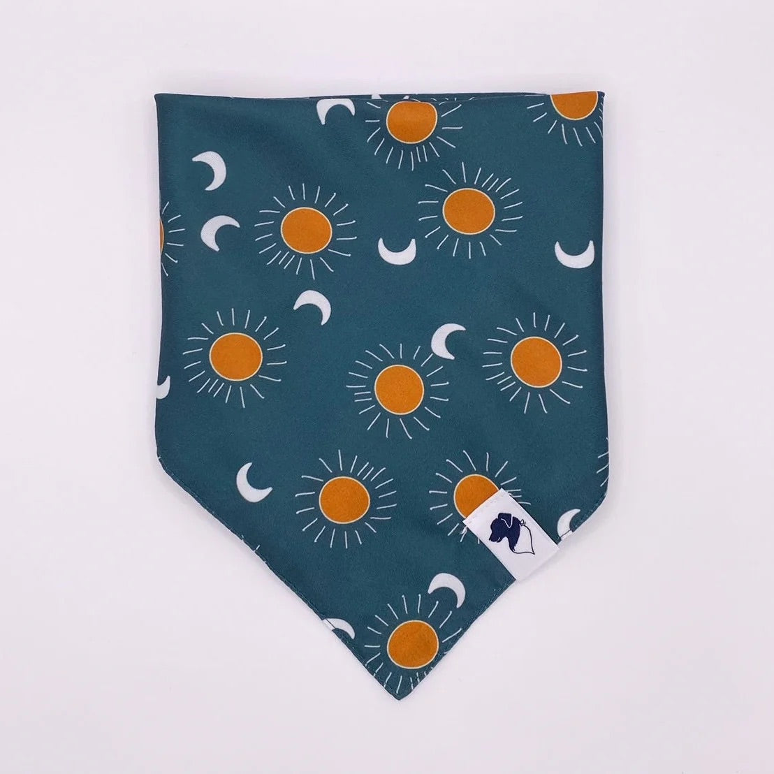 Moon pattern bandana for dogs from buckin good antler chews an Iowa small business