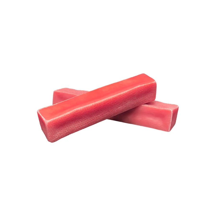 Strawberry flavored yak cheese chew for dogs from buckin good antler chews an Iowa small business