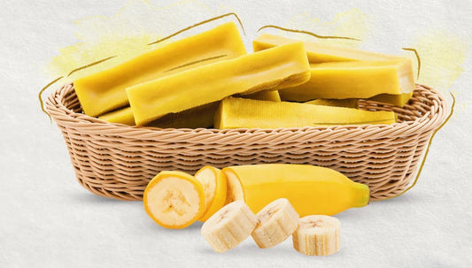 Banana Flavored Yak Cheese Chews for dogs from buckin good antler chews an Iowa small business