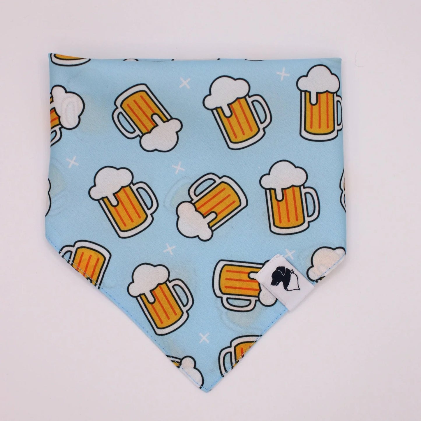 Beer pattern bandana for dogs from buckin good antler chews an Iowa small business 