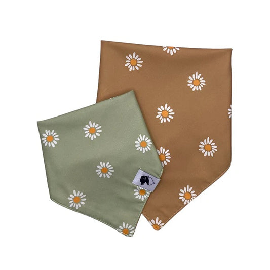 Daisy pattern bandana for dogs from buckin good antler chews an Iowa small business