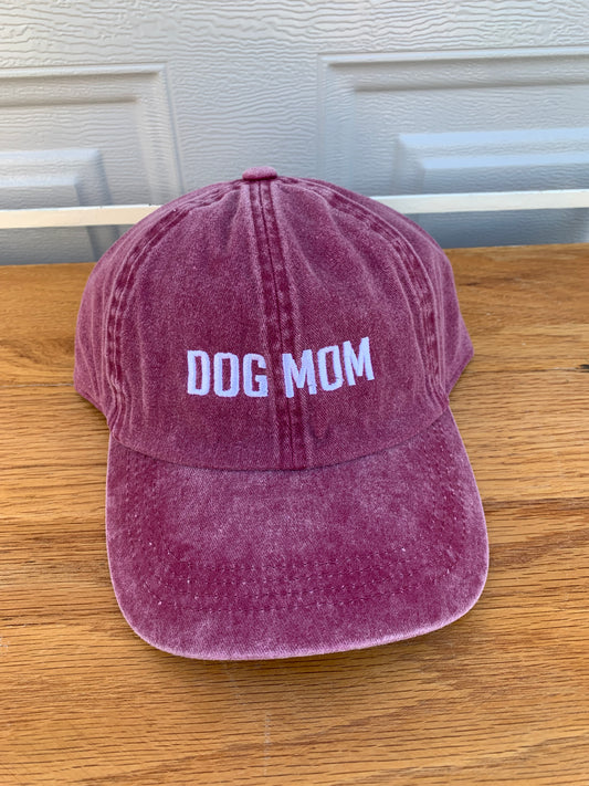 Maroon dog mom hat from buckin good antler chews an Iowa small business 