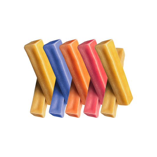 Variety-Blueberry-pumpkin-strawberry-Banana-flavored-yak-cheese-chew-for-dogs-buckin-good-antler-chews-Iowa-small-business